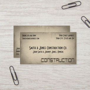 Carte de visite de construction de l'entrepreneur