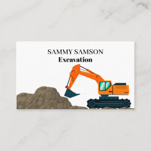 Carte de visite de construction d'excavateur