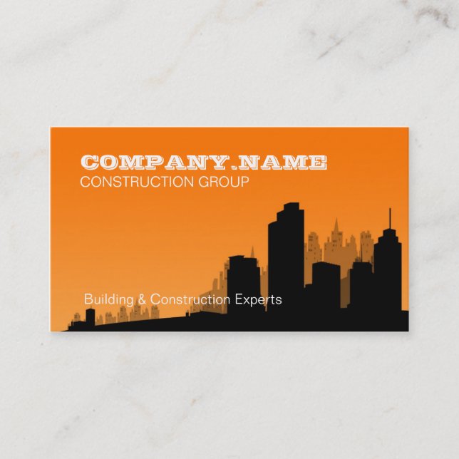 Carte de visite de construction Orange Skyline (Devant)