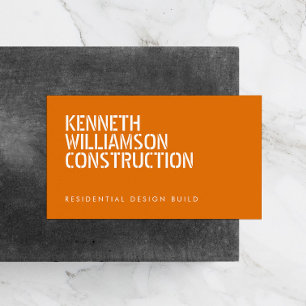 Carte de visite de construction orange tendu