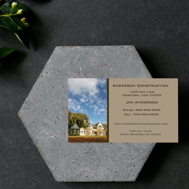 Carte de visite de construction - Taupe (Taupe Home Construction Business Card)