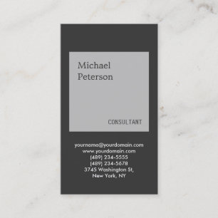Carte de visite de consultant à rayure grise verti