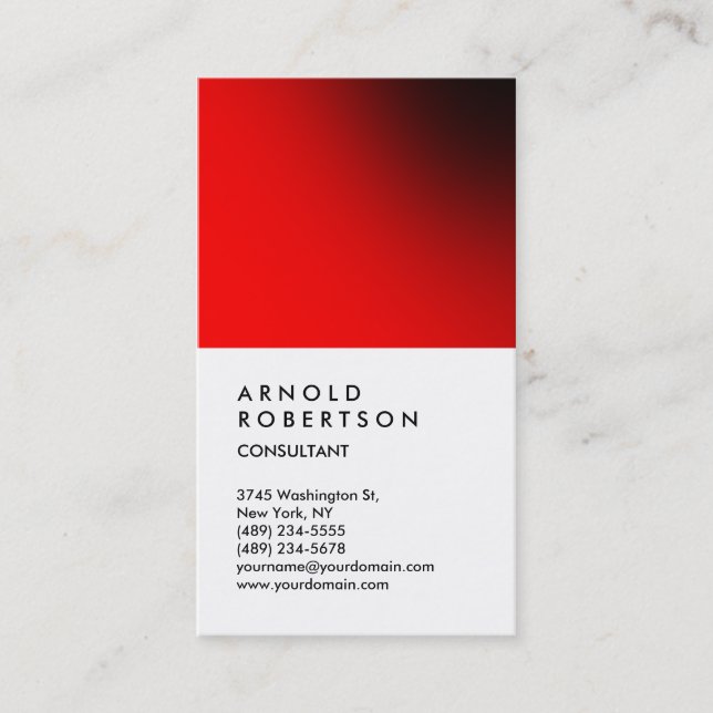 Carte de visite de consultant à tendance rouge bla (Devant)
