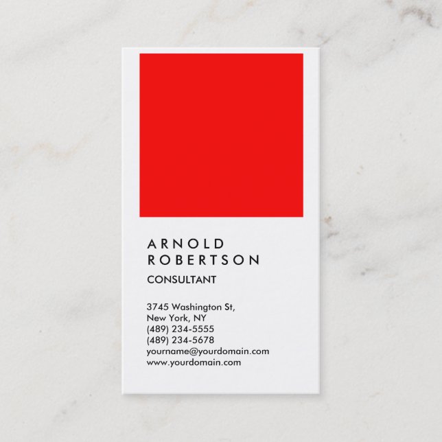 Carte de visite de consultant à tendance rouge bla (Devant)
