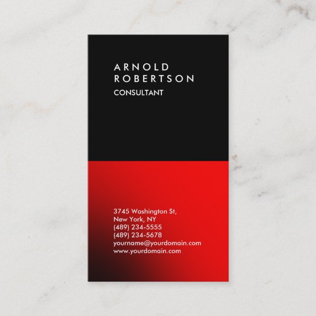 Carte de visite de consultant à tendance rouge rou (Devant)