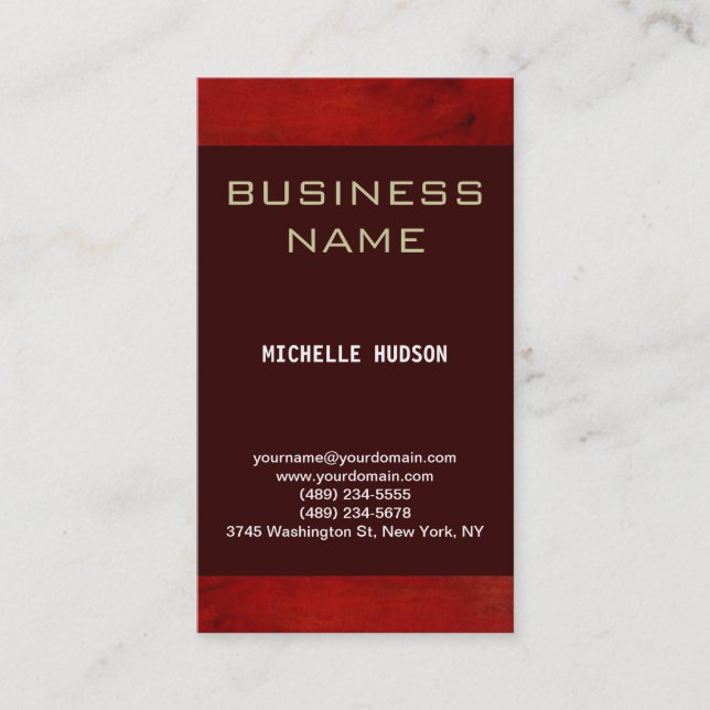 Carte de visite de consultant Brown simple rouge (Devant)