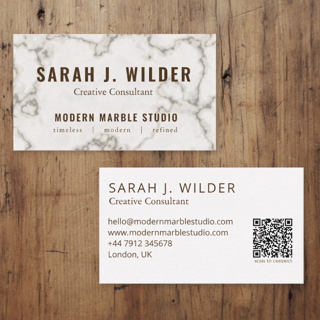 Carte de visite de consultant créatif en marbre mo (Add your details to this modern marble business card)