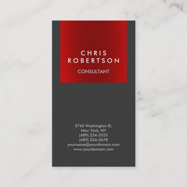 Carte de visite de consultant élégant gris rouge t (Devant)