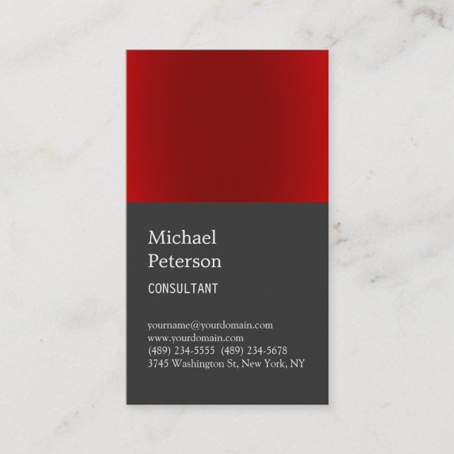 Carte de visite de consultant en gris rayure rouge (Devant)