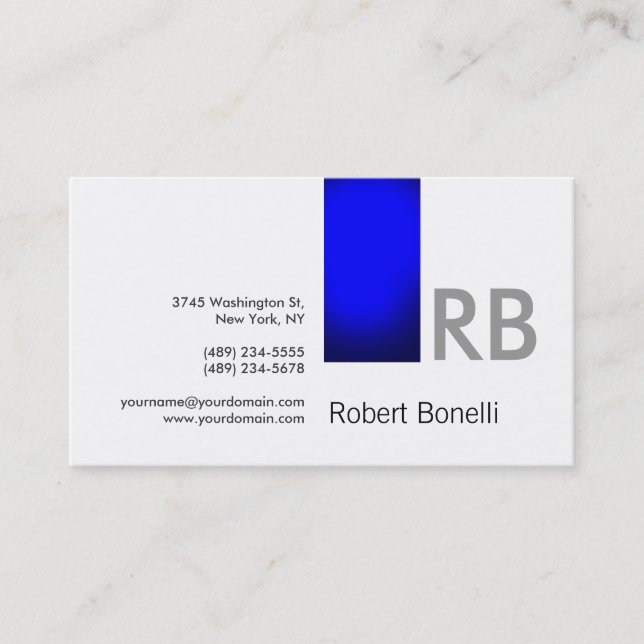 Carte de visite de consultant en monogramme bleu b (Devant)