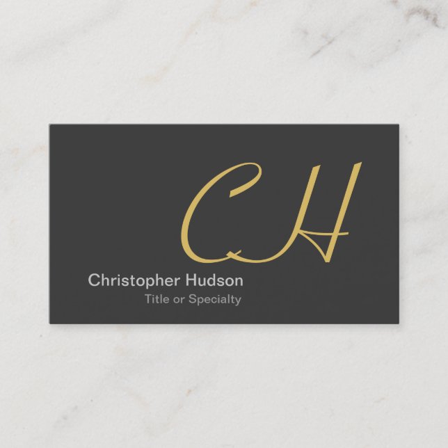 Carte de visite de consultant en monogramme gris é (Devant)