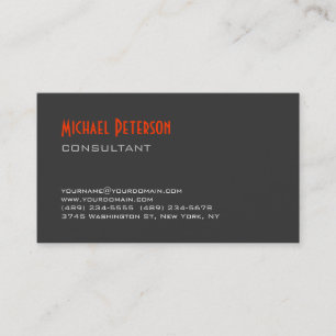 Carte de visite de consultant gris orange tendance