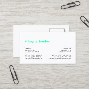 Carte de visite de consultant minimaliste – Turquo