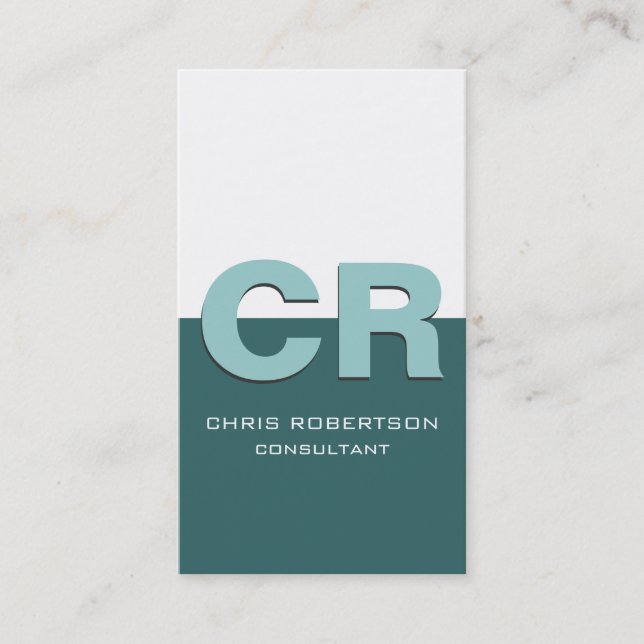 Carte de visite de consultant Monogram Blue White (Devant)