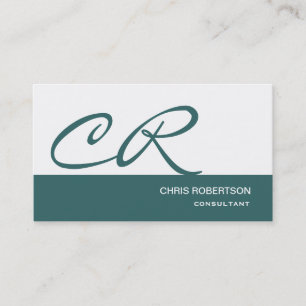 Carte de visite de consultant Monogram Blue White