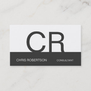 Carte de visite de consultant Monogram Grey White
