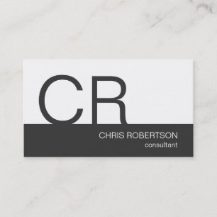 Carte de visite de consultant Monogram Grey White
