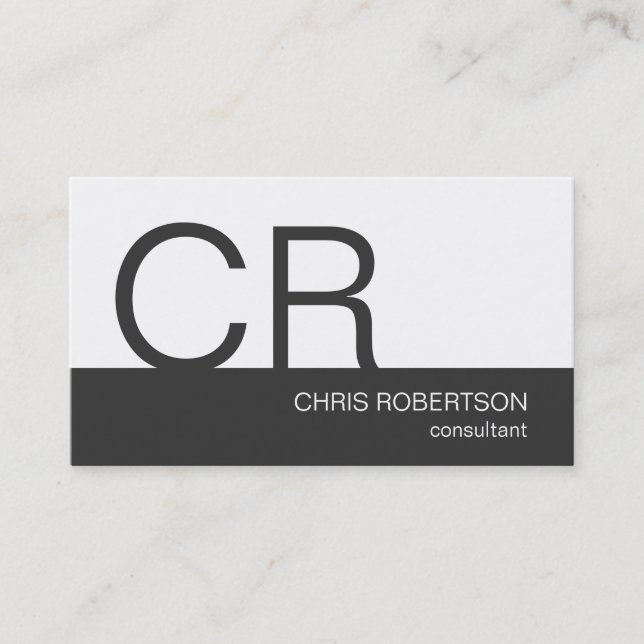 Carte de visite de consultant Monogram Grey White (Devant)