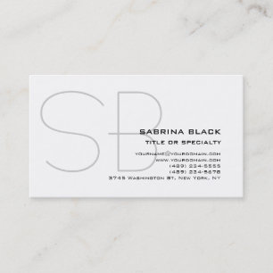 Carte de visite de consultant Monogram Grey White