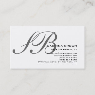 Carte de visite de consultant Monogram Grey White