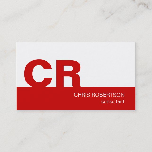 Carte de visite de consultant Monogram Red Stripe  (Devant)