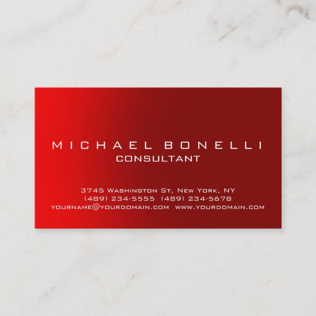 Carte de visite de consultant rouge uni unique (Devant)