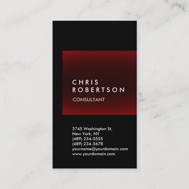 Carte de visite de consultant tendance Black Red S (Devant)
