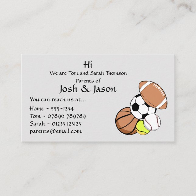 Carte de visite de contact parent (Devant)