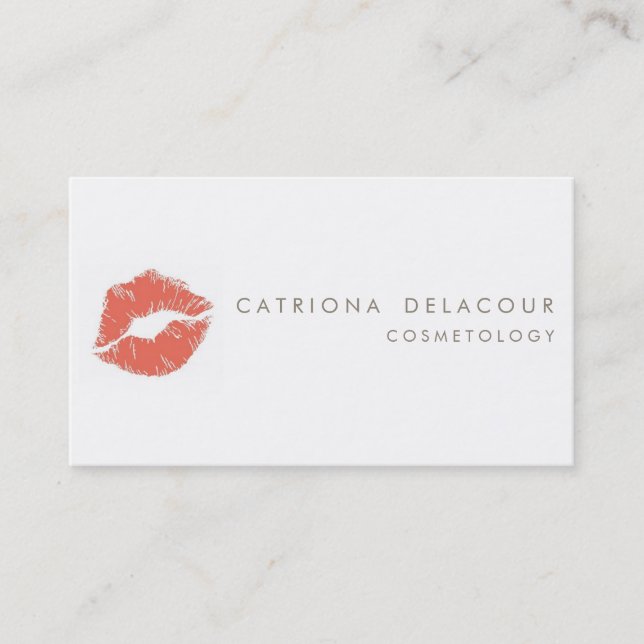 Carte de visite de cosmétologie Orange Lipstick Ma (Devant)