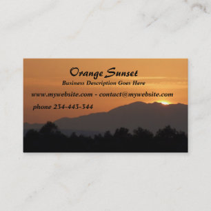 Carte de visite de coucher de soleil orange