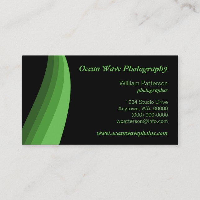 Carte de visite de couleurs, vert (Devant)