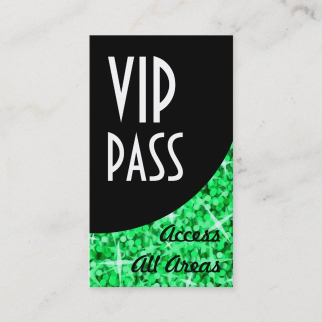 Carte de visite de courbe noire Glitz Green 'VIP P (Devant)