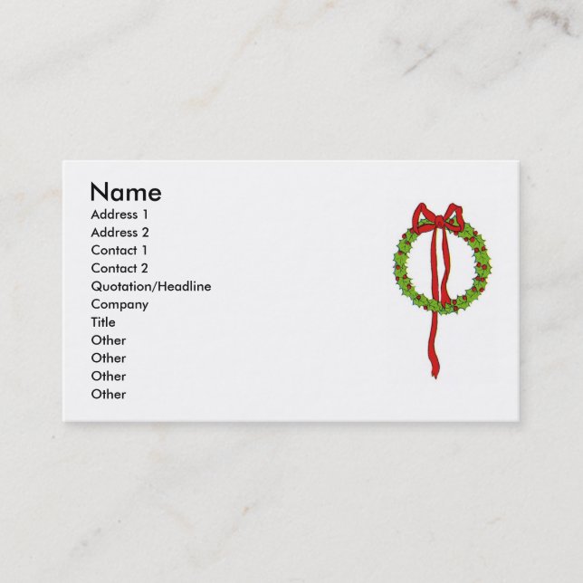 Carte de visite de couronne de Noël (Devant)
