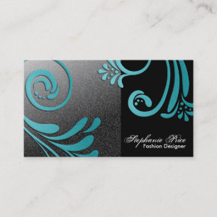 Carte de visite de couturier - turquoise et noir