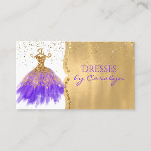 Carte de visite de couturière pailletée violette e