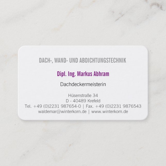 Carte de visite de couvreur (Devant)