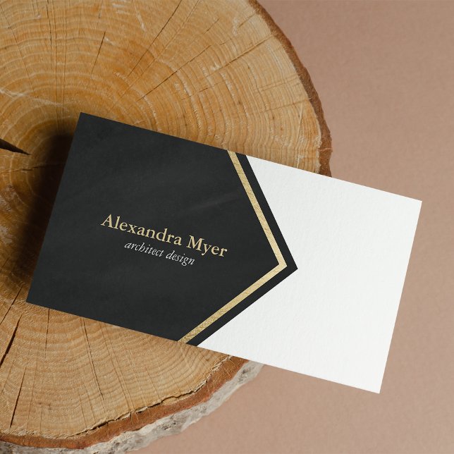 Carte de visite de craie moderne noir faux or rayu (Modern chalk black faux gold stripes business card )