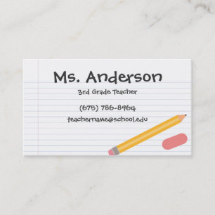 Carte de visite de crayon de professeur