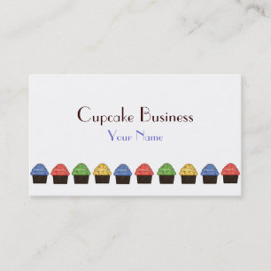 Carte de visite de cupcake bleu rouge simple
