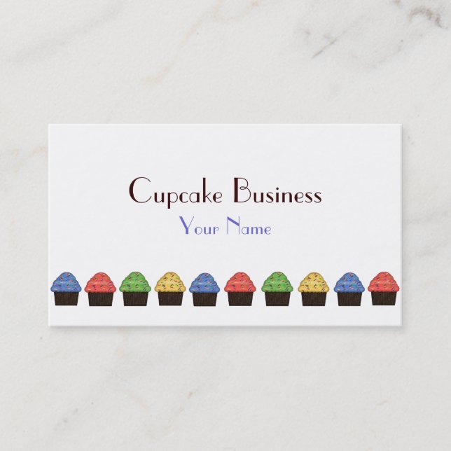 Carte de visite de cupcake bleu rouge simple (Devant)