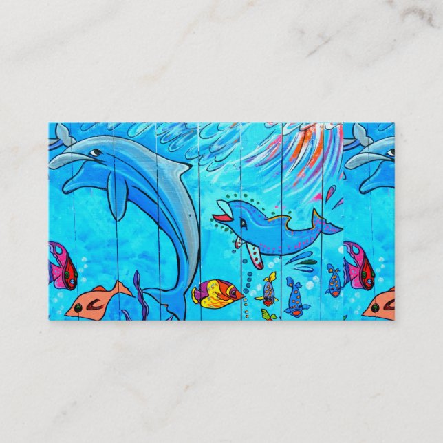 carte de visite de dauphins en train de rire sous  (Devant)