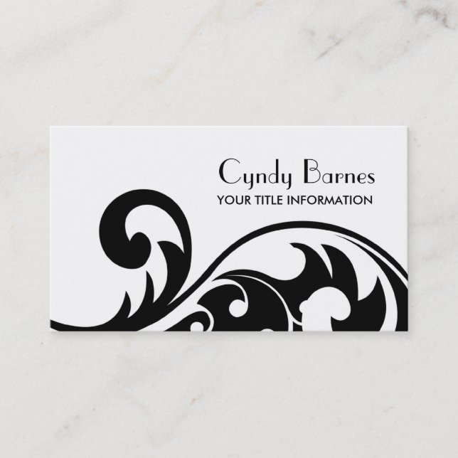 Carte de visite de  de tourbillons noirs et blancs (Devant)
