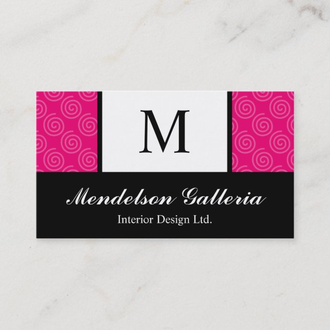 Carte de visite de Deco Retro Swirl Hot Pink (Devant)