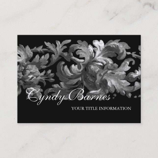 Carte de visite de défilement gris et noir Acanthu (Devant)