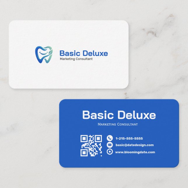 Carte de visite de dentiste avec code QR (Devant / Derrière)