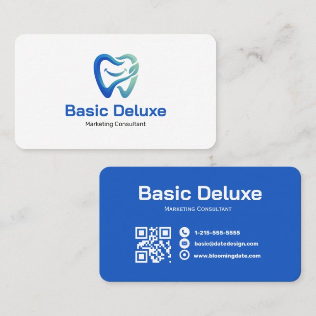 Carte de visite de dentiste avec code QR (Devant / Derrière)