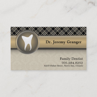 Carte de visite de dentiste - beige vintage et or