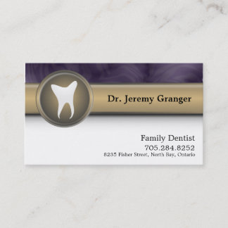 Carte de visite de dentiste de famille - or et