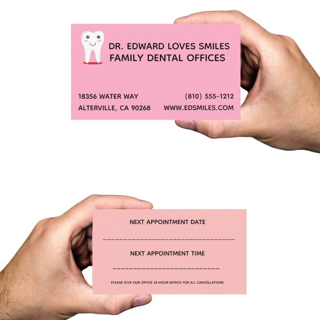 Carte de visite de dentiste rose - Cartes de denti (Créateur téléchargé)