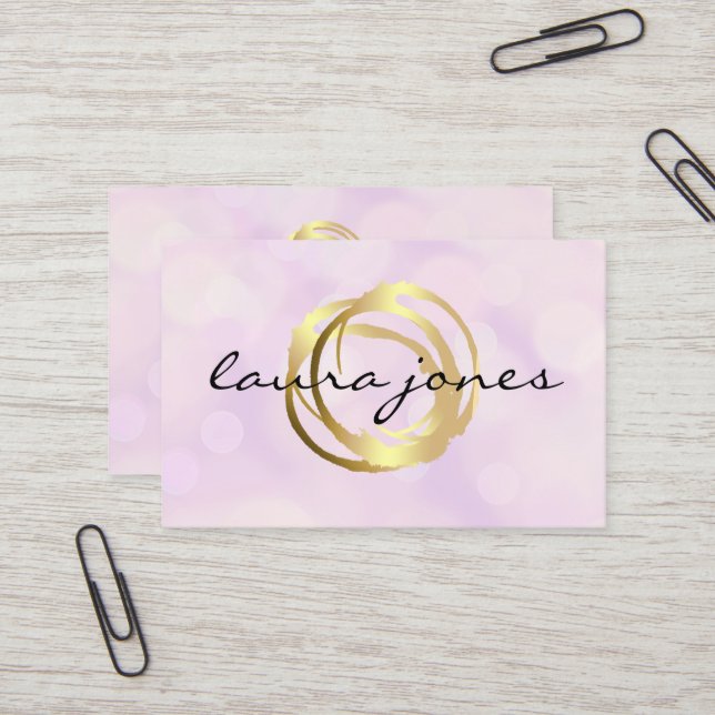Carte de visite de designer à cercle peint doré fa (Devant/Arrière en situation)
